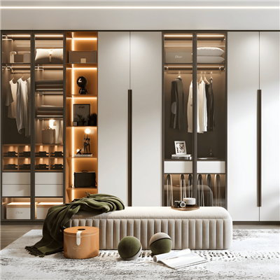 Mūsdienīgs balta stikla skapis